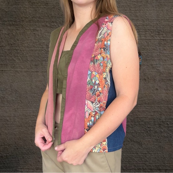 Earthy mushroom Patchwork Vest - Picture 4 of 15